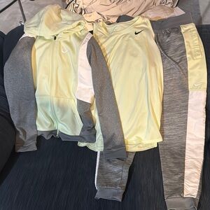 Nike Gray and Green Track Pants for Active Comfort